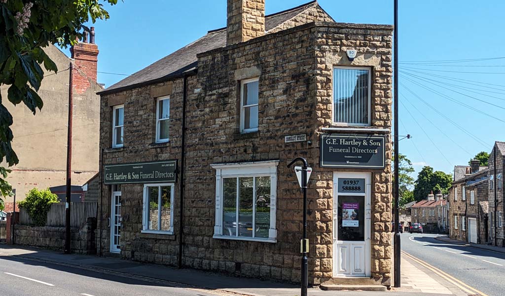 The outside of G E Hartley & Son's Wetherby branch.
