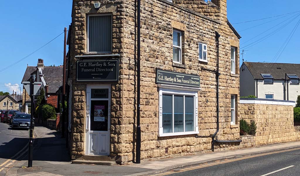 The outside of G E Hartley & Son's Wetherby branch.
